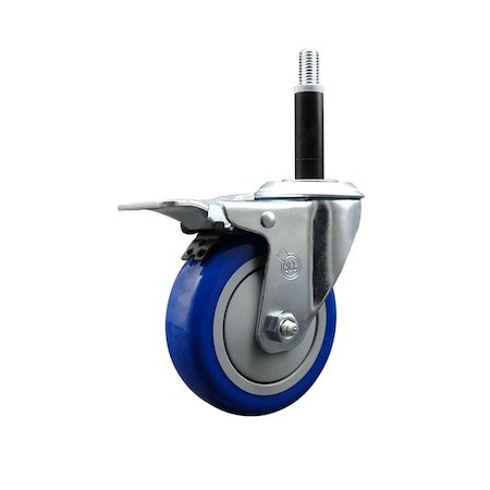 Service Caster 4'' Blue Poly Swivel 3/4'' Expanding Stem Caster Total Lock Brake SCC-EXTTL20S414-PPUB-BLUE-34